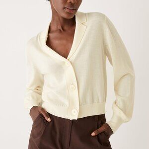 Frank & Oak Merino Wool Collared Cardigan | Cream | Size Large